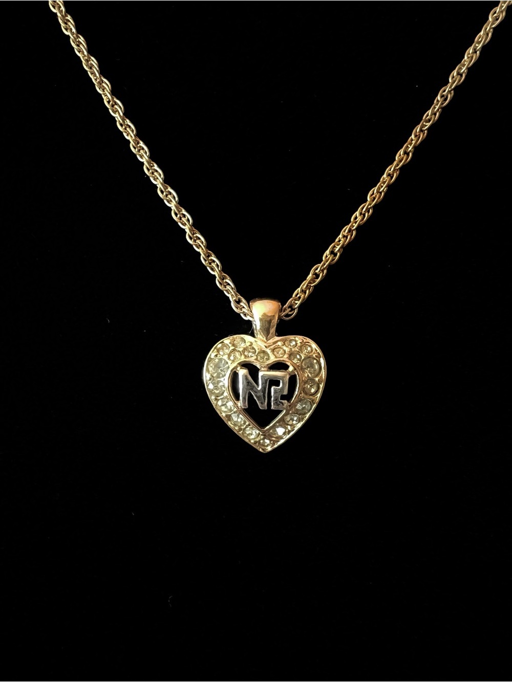 Nina Ricci heart shaped necklace with crystals